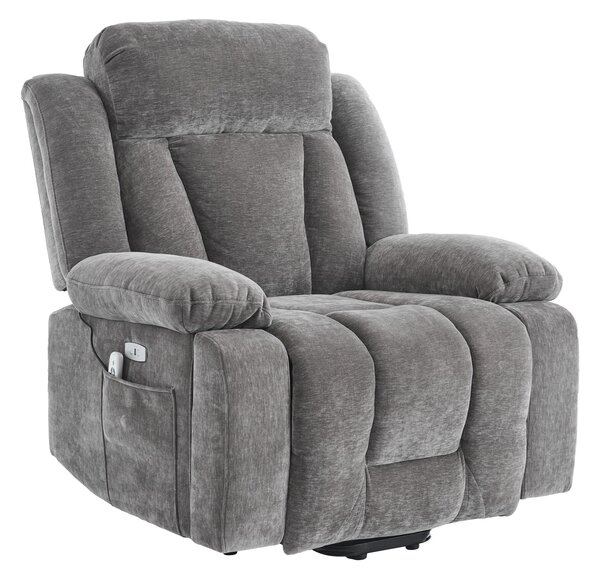 Electric Power Lift Recliner Chair with Heating, Built-in USB Charging Ports, Storage Pocket, Chic Massage Chair with Easy Assembly, Grey Aosom UK