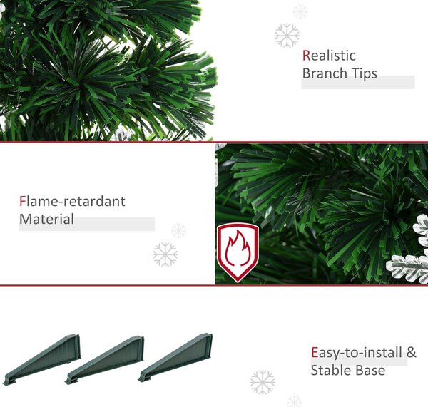HOMCOM 3ft Fibre Optic Christmas Tree 90cm W/ Showflakes, Green