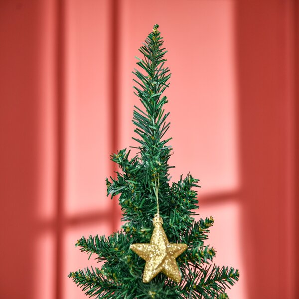 HOMCOM 1.8m Artificial Christmas Tree Pine Tree W/Plastic Stand-Green Aosom UK