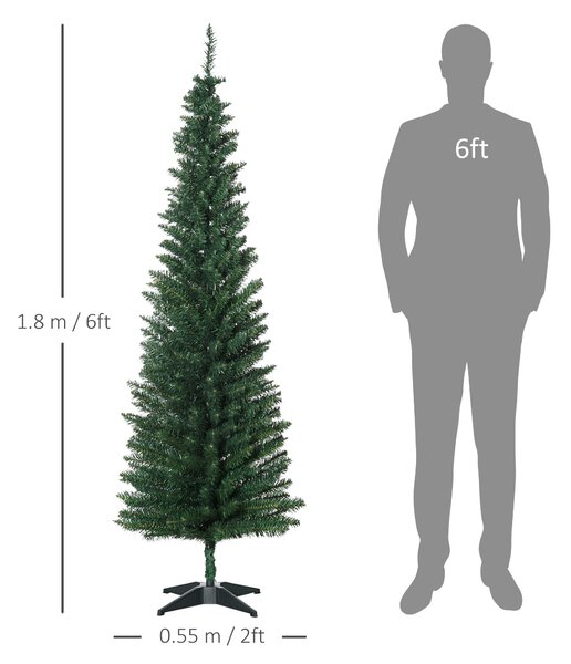 HOMCOM 1.8m Artificial Christmas Tree Pine Tree W/Plastic Stand-Green Aosom UK
