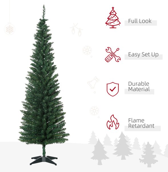 HOMCOM 1.8m Artificial Christmas Tree Pine Tree W/Plastic Stand-Green Aosom UK