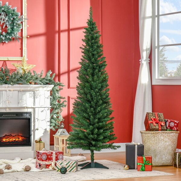 HOMCOM 1.8m Artificial Christmas Tree Pine Tree W/Plastic Stand-Green Aosom UK