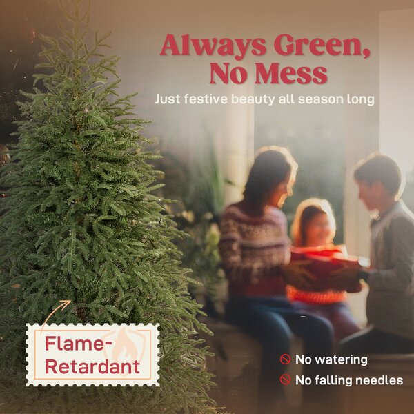 HOMCOM 6 ft Full Spruce Christmas Tree with Realistic Dense Tips, Easy Assembly - Green