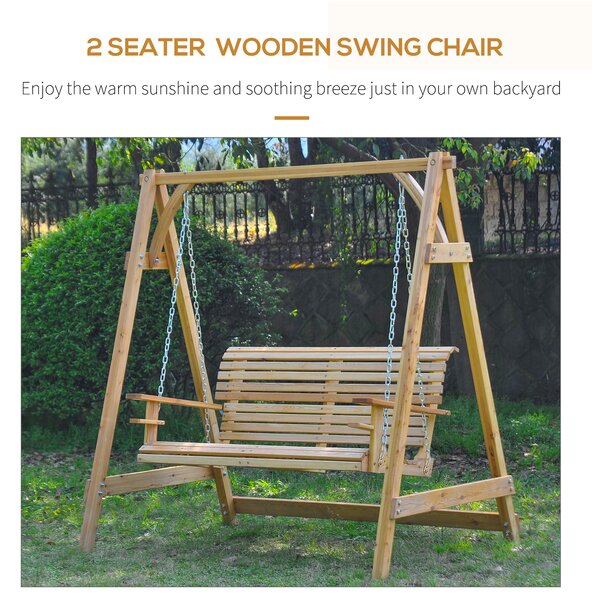 Outsunny 2-Seater Larch Wood Swing Chair Bench