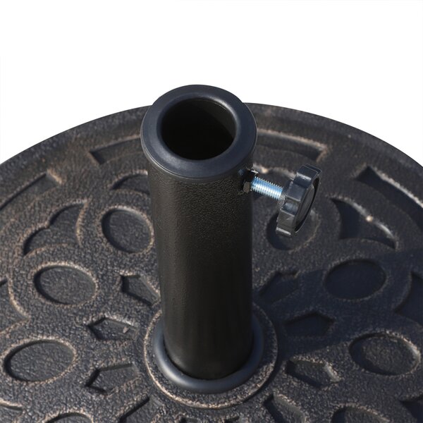 Outsunny 14kg Round Garden Parasol Base Holder Decorative Resin Market Umbrella Stand with Adjustable Coupler, Bronze Aosom UK