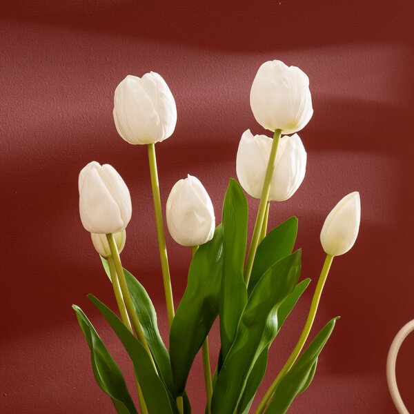 Artificial Tulip Spray in Cement Plant Pot