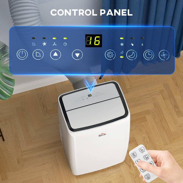HOMCOM 12,000 BTU Mobile Air Conditioner for Room up to 35m², with Dehumidifier, Sleep Mode, 24H Timer On/off, Wheels