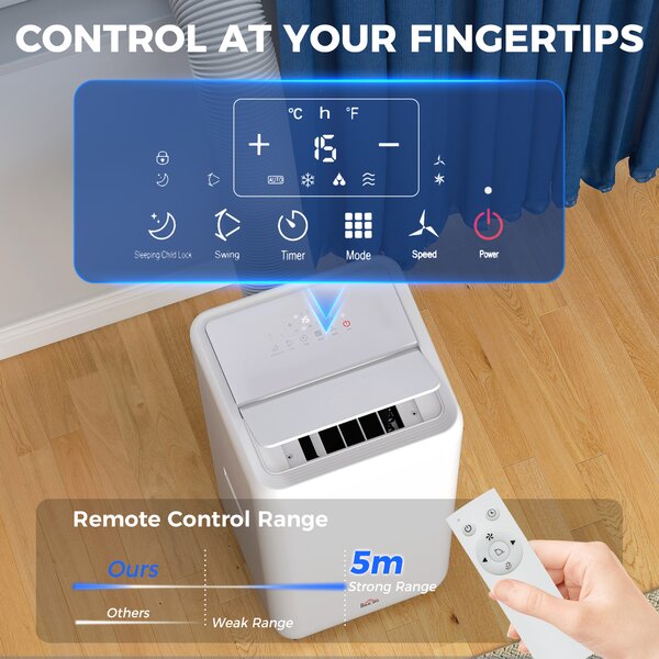 HOMCOM 12,000 BTU Portable Air Conditionerr, Cools 28m² Rooms w/ Dehumidifier, Sleep Mode & 24H Timer Aosom UK