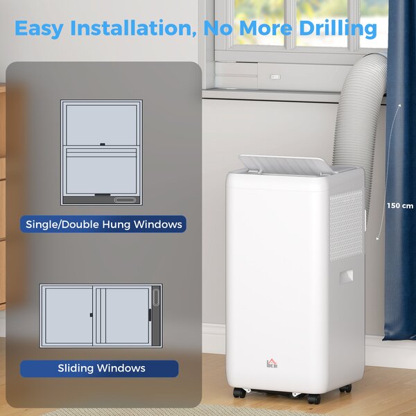 HOMCOM 12,000 BTU Portable Air Conditionerr, Cools 28m² Rooms w/ Dehumidifier, Sleep Mode & 24H Timer Aosom UK