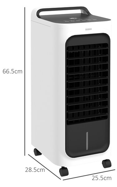 HOMCOM Portable Air Cooler with Ice Packs & Remote, 3-in-1 Evaporative Cooling Fan, Humidifier & Timer for Bedroom, White Aosom UK