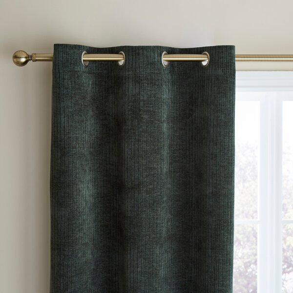 Chenille Striped Corduroy Thermal Eyelet Curtain