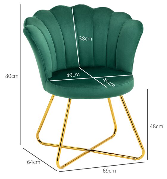 HOMCOM Velvet-Feel Lotus Petal Accent Chair - Green Aosom UK