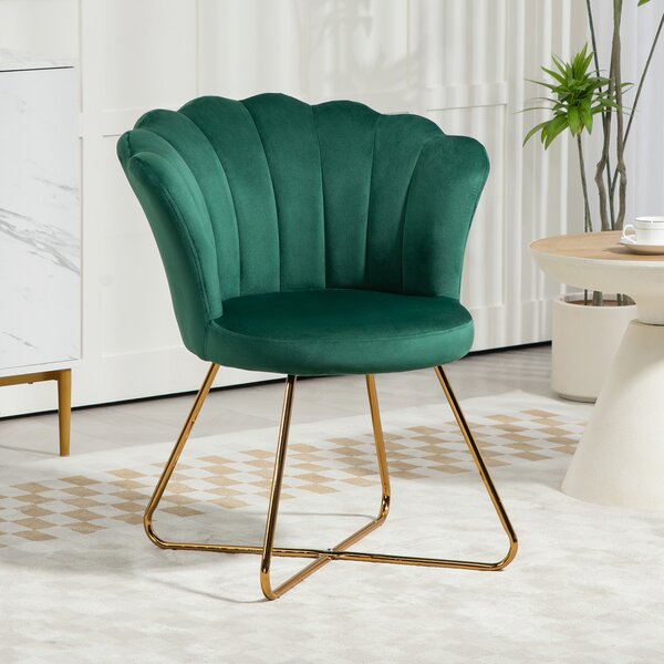 HOMCOM Velvet-Feel Lotus Petal Accent Chair - Green Aosom UK