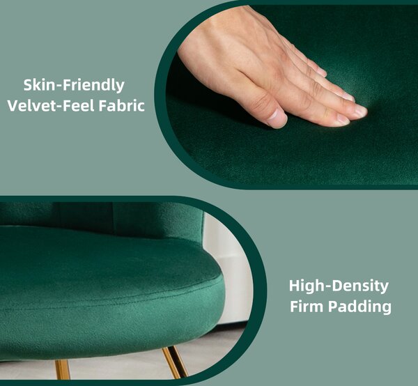 HOMCOM Velvet-Feel Lotus Petal Accent Chair - Green Aosom UK
