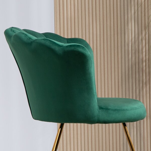 HOMCOM Velvet-Feel Lotus Petal Accent Chair - Green Aosom UK