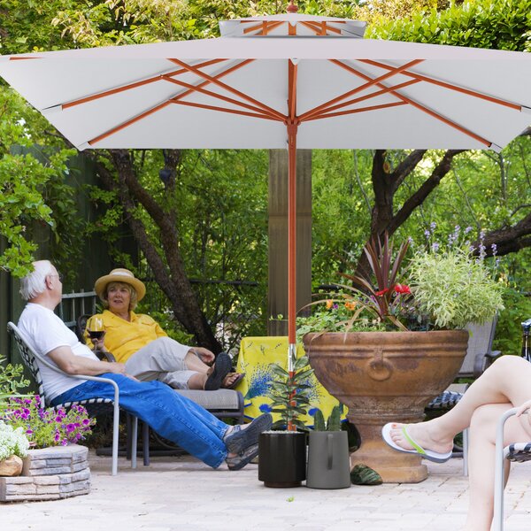 Outsunny 3 x 3 (m) Garden Umbrella, Large Parasol, Outdoor Sunshade Canopy with Double Tier, Grey
