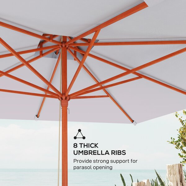 Outsunny 3 x 3 (m) Garden Umbrella, Large Parasol, Outdoor Sunshade Canopy with Double Tier, Grey