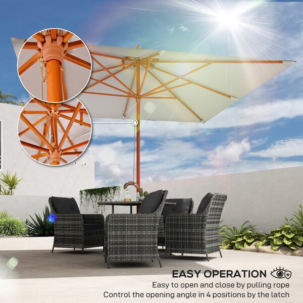 Outsunny 3 x 3 (m) Garden Umbrella, Large Parasol, Outdoor Sunshade Canopy with Double Tier, Grey