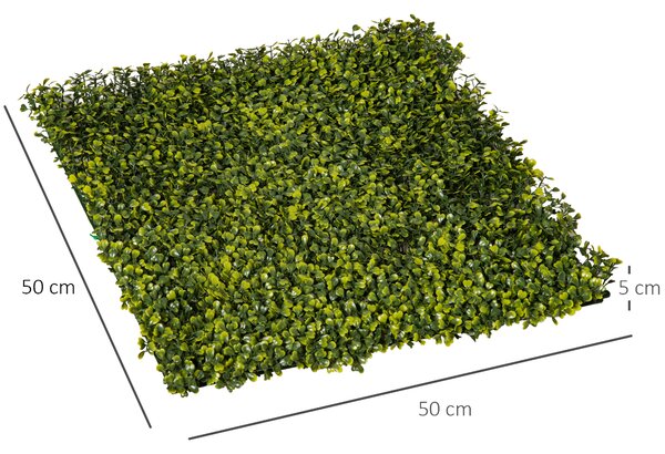 Outsunny Artificial Wood Paneling, 12PCS 20" x 20" Grass Privacy Fence Screen, Faux Hedge Greenery Backdrop, Encrypted Milan Grass Aosom UK
