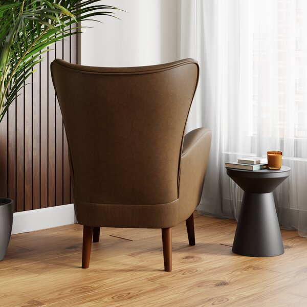 Sven Faux Leather Modern Wing Chair