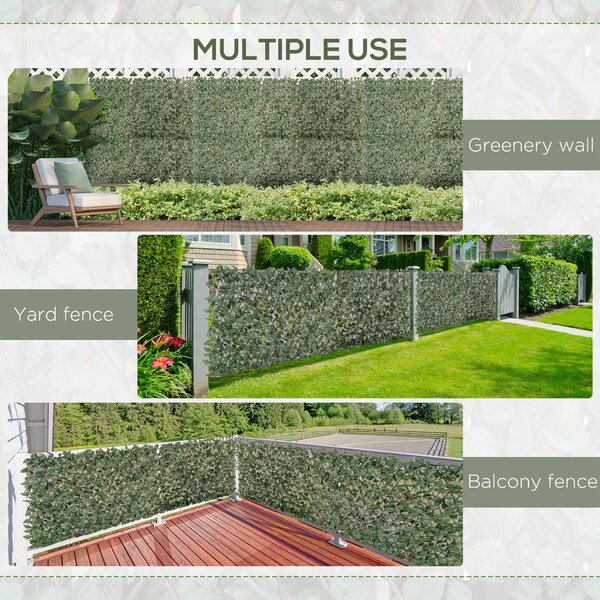 Outsunny 4 Pieces Expanding Trellis Fence, 2m x 1m Artificial Plant Fence, Decorative Trellis Garden Telescopic Hedge Privacy Screen Aosom UK
