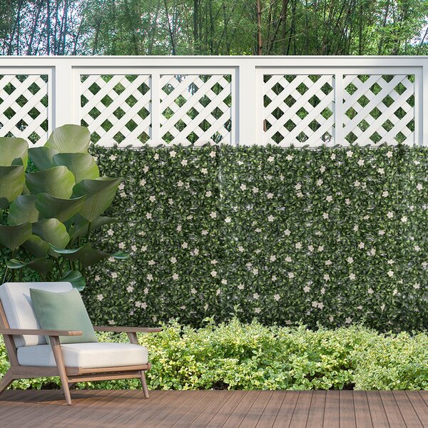 Outsunny 12PCS Artificial Boxwood Wall Panels 20" x 20" Rhododendron Privacy Fence Screen Faux Hedge Greenery Backdrop for Garden Aosom UK