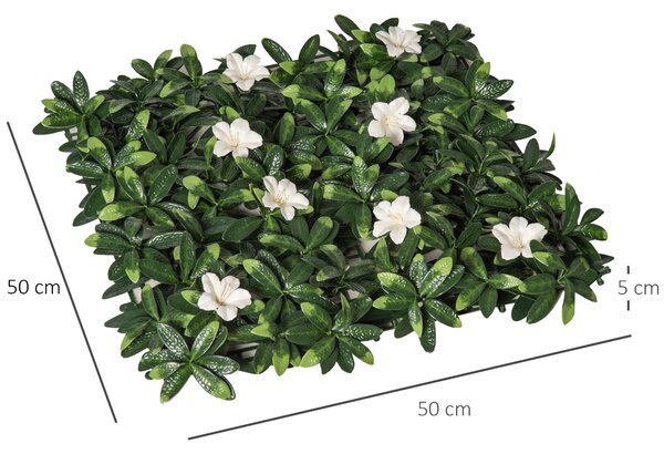 Outsunny 12PCS Artificial Boxwood Wall Panels 20" x 20" Rhododendron Privacy Fence Screen Faux Hedge Greenery Backdrop for Garden Aosom UK