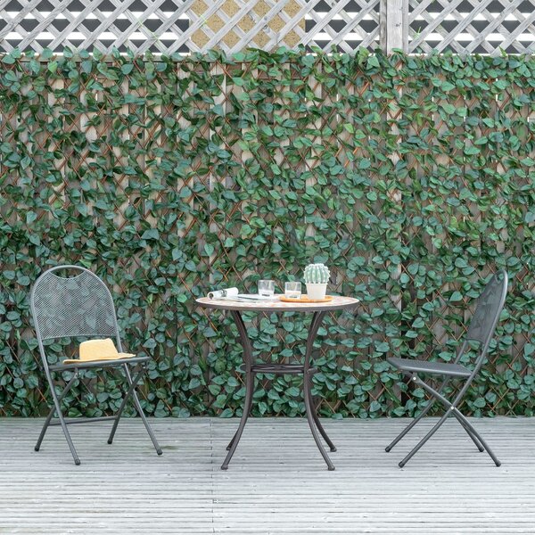Outsunny 4 Pieces Expanding Trellis Fence, 2m x 1m Artificial Plant Fence, Decorative Trellis Garden Telescopic Hedge Privacy Screen Aosom UK