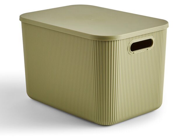 21L Ribbed Plastic Storage with Lid