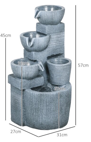Outsunny Solar Powered Outdoor Water Fountain - Dark Grey