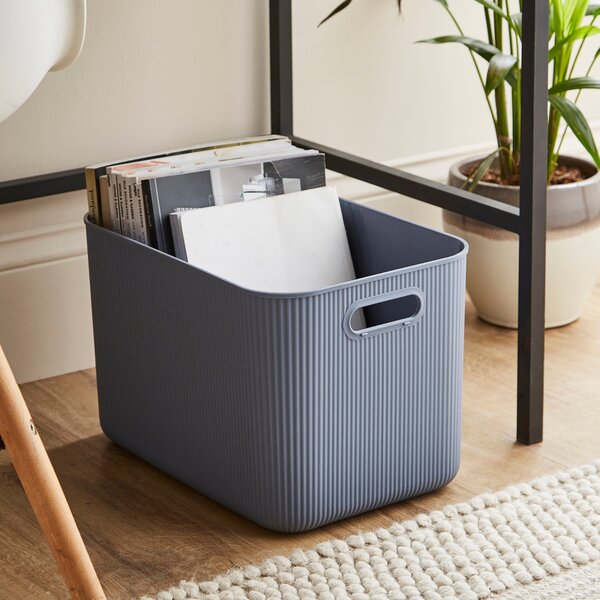 21L Ribbed Plastic Storage with Lid