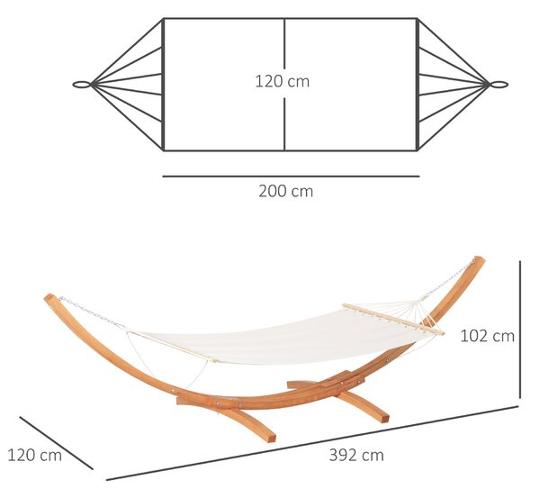 Outsunny Outdoor Garden Hammock with Wooden Stand Swing Hanging Bed for Patio White