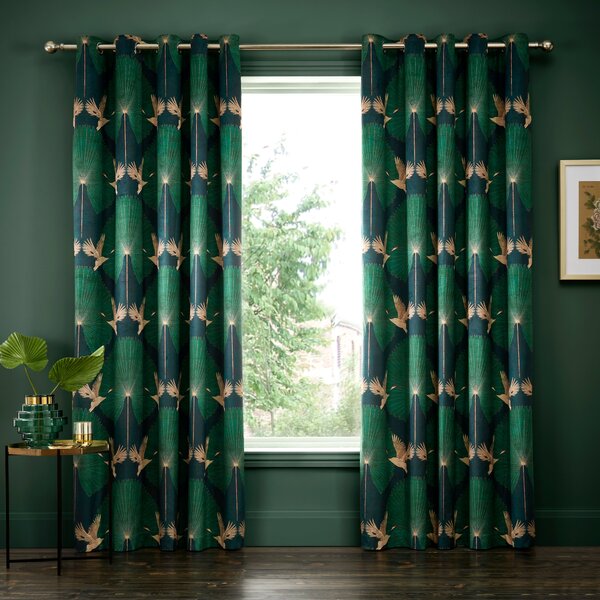 Luxe Crane Velour Eyelet Curtains