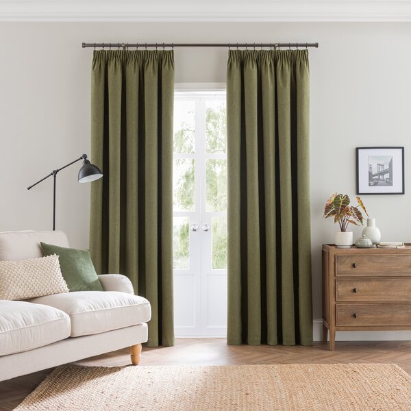 Luna Brushed Blackout Pencil Pleat Curtains