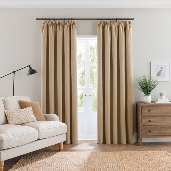 Luna Brushed Blackout Pencil Pleat Curtains