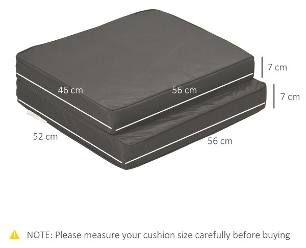 Outsunny Set of 2 Garden Seat and Back Cushion Set, Replacement Cushions for Outdoor Furniture w/ Seat Cushion & Back Cushion, Dark Grey Aosom UK