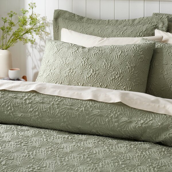 Astra Textured Sage Duvet Cover and Pillowcase Set