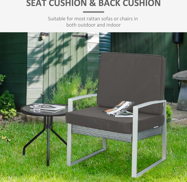 Outsunny Set of 2 Garden Seat and Back Cushion Set, Replacement Cushions for Outdoor Furniture w/ Seat Cushion & Back Cushion, Dark Grey Aosom UK