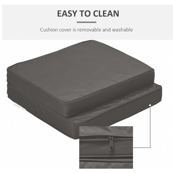 Outsunny Set of 2 Garden Seat and Back Cushion Set, Replacement Cushions for Outdoor Furniture w/ Seat Cushion & Back Cushion, Dark Grey Aosom UK