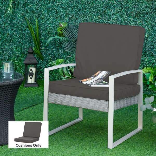 Outsunny Set of 2 Garden Seat and Back Cushion Set, Replacement Cushions for Outdoor Furniture w/ Seat Cushion & Back Cushion, Dark Grey Aosom UK