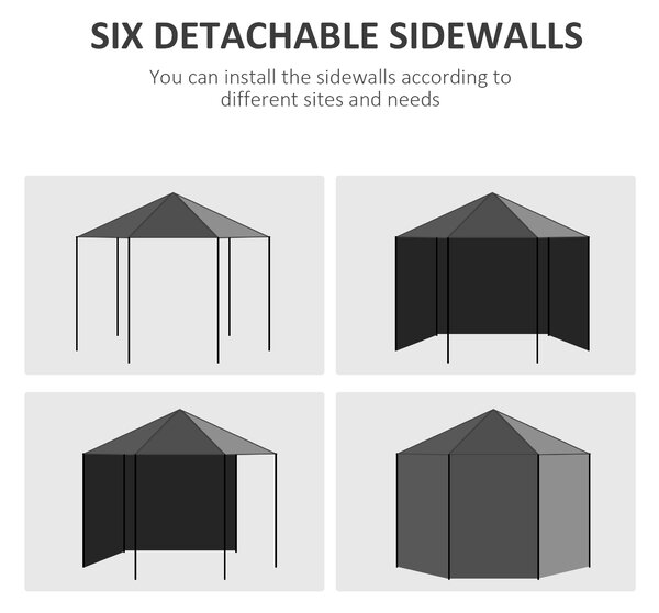 Outsunny 4 m Party Tent Wedding Gazebo Outdoor Waterproof PE Canopy Shade with 6 Removable Side Walls
