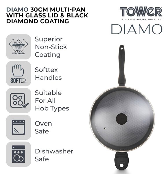 TOWER DIamo 30cm Ceramic Multi-Pan with lid