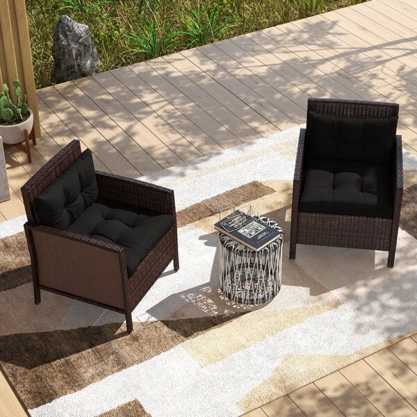 Outsunny Replacement Seat Cushions and Back Pillows, 4-Piece Patio Chair Cushion Set for Indoor or Outdoor Use, Black