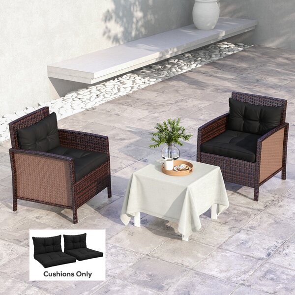Outsunny Replacement Seat Cushions and Back Pillows, 4-Piece Patio Chair Cushion Set for Indoor or Outdoor Use, Black