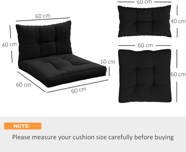Outsunny Replacement Seat Cushions and Back Pillows, 4-Piece Patio Chair Cushion Set for Indoor or Outdoor Use, Black