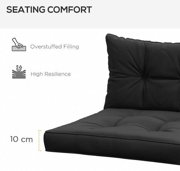 Outsunny Replacement Seat Cushions and Back Pillows, 4-Piece Patio Chair Cushion Set for Indoor or Outdoor Use, Black