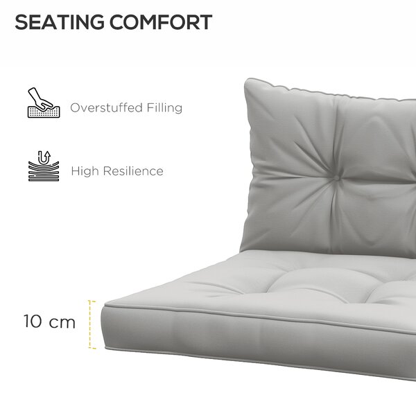 Outsunny 4-Piece Patio Chair Cushions Set, Seat and Back Pillows Replacement for Indoor Outdoor, Light Grey
