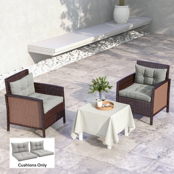 Outsunny 4-Piece Patio Chair Cushions Set, Seat and Back Pillows Replacement for Indoor Outdoor, Light Grey
