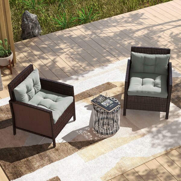 Outsunny 4-Piece Patio Chair Cushions Set, Seat and Back Pillows Replacement for Indoor Outdoor, Light Grey