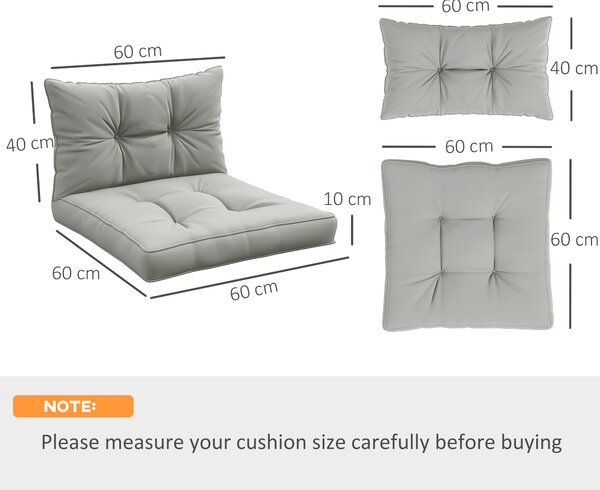 Outsunny 4-Piece Patio Chair Cushions Set, Seat and Back Pillows Replacement for Indoor Outdoor, Light Grey